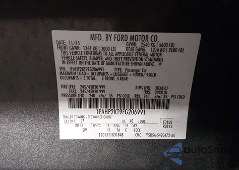 2015 Ford Taurus Sho z USA, uszkodzony, nr VIN 1FAHP2KT9FG206991